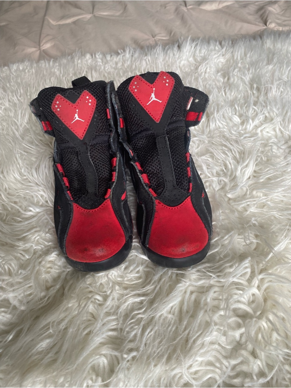 Jordan Kids Black and Red High-Top Sneakers